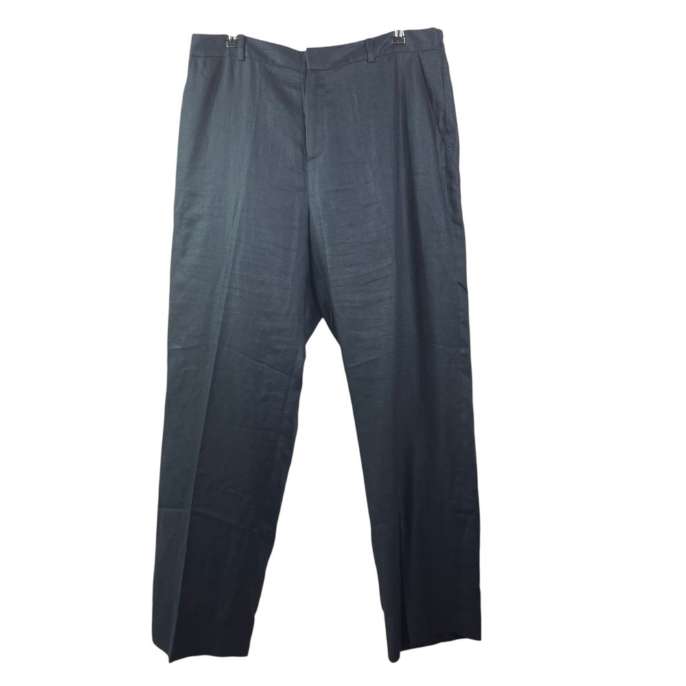 Ralph Lauren Linen Trouser Pants Women 16 W Black Straight